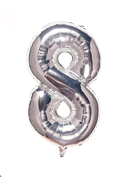 GLOBO NUMERO 8 PLATEADO