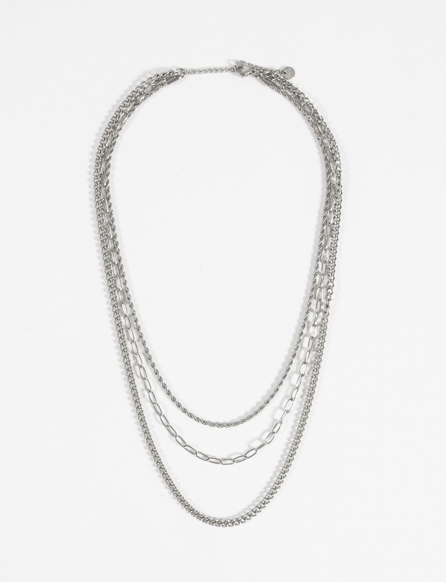 Collar triple vuelta acero - plateado 