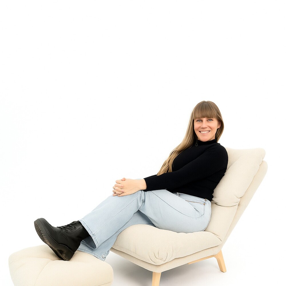 Poltrona Reclinable Con Puff Apoyapies Tapizado Beige