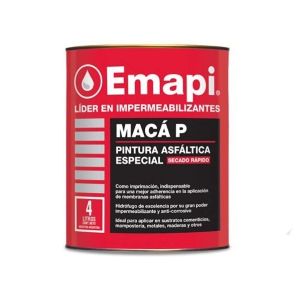 Impermeabilizante Asfáltico Maca P en base Solvente 4Lts Emapi 