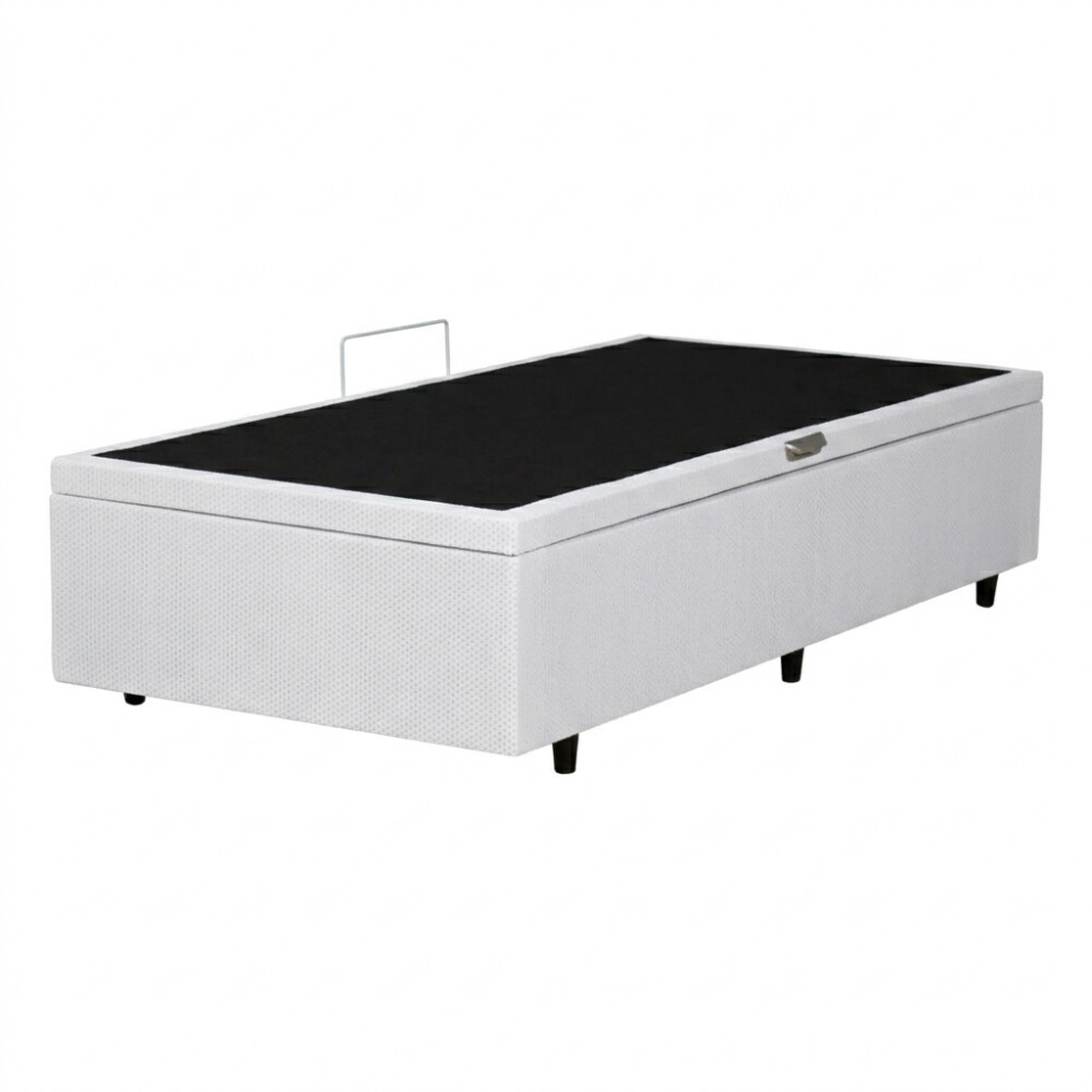 BOX BAÙL 1 PLAZAS BASE DE SOMMIER GUARDARROPA CAMA CON APERTURA LATERAL BLANCO