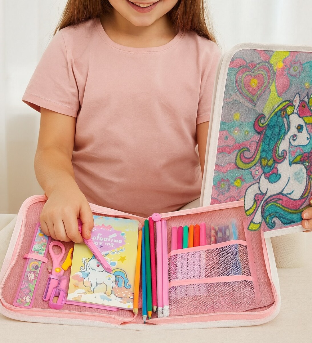 Cartuchera Infantil 36 Accesorios Unicornio 