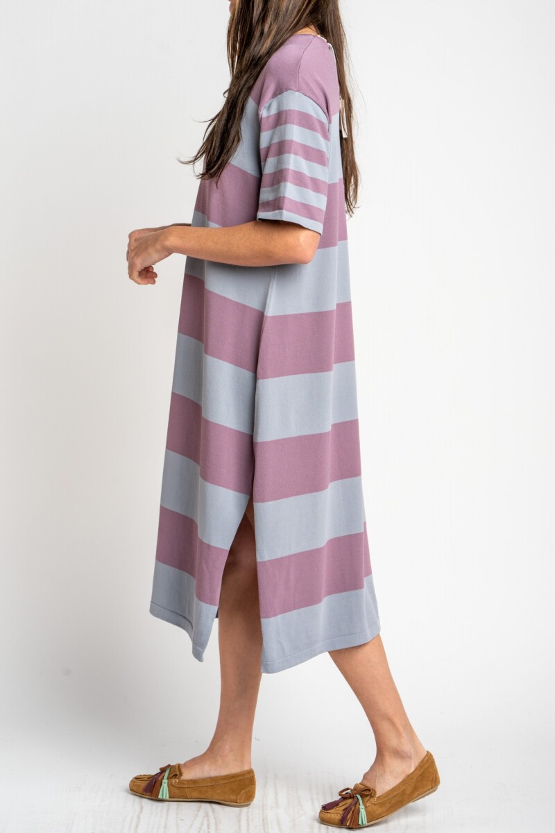 Vestido Tejido A Rayas Lavanda