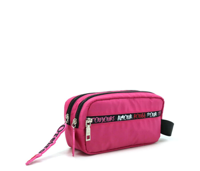 Cartuchera Las Oreiro Love Doble Cierre Fucsia