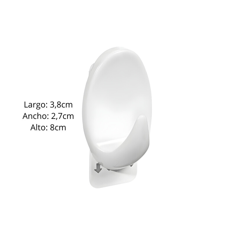 Gancho oval x4 con adhesivo P BLANCO
