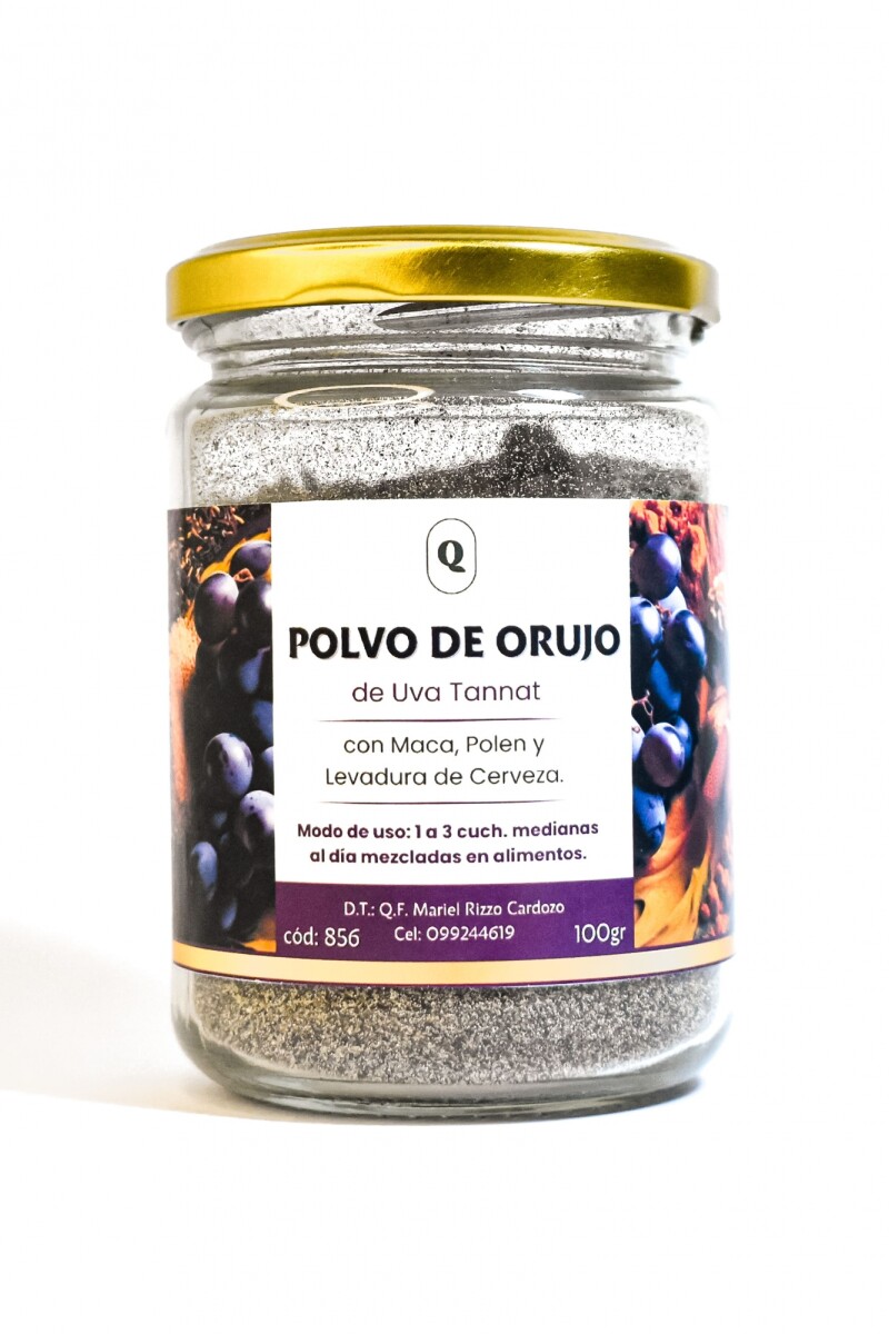 Polvo de Orujo de Uva Tannat con Maca, Polen y Levadura de Cerveza 100gr