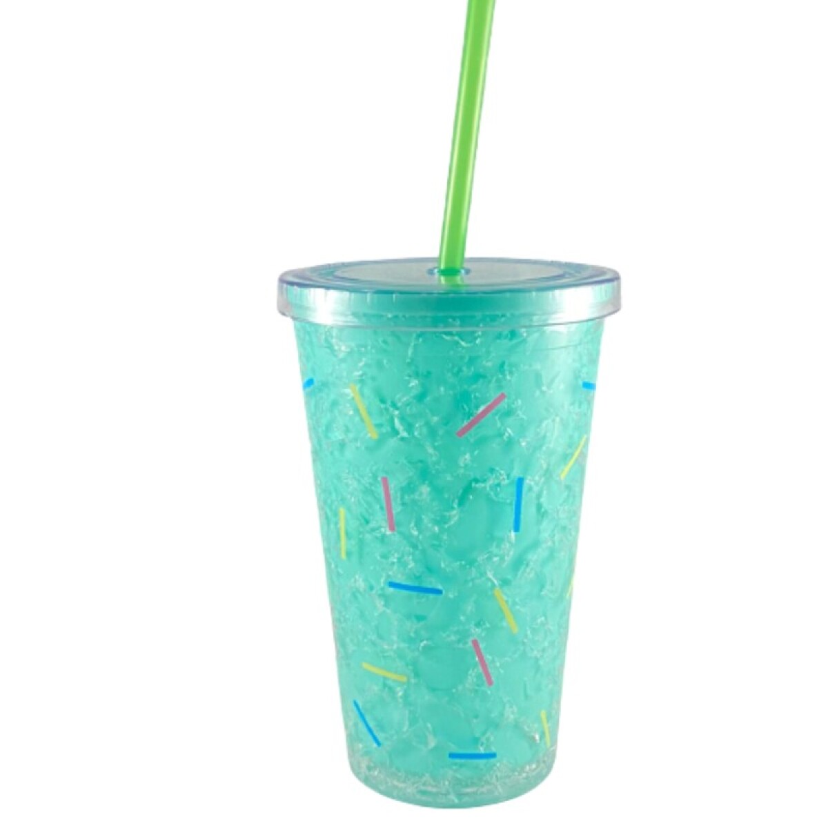 Vaso con Sorbito Diseño Confetti - Verde 