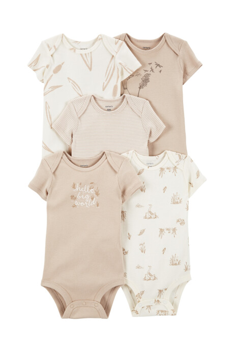 Pack cinco bodies de algodón, manga corta, estampados Pack cinco bodies de algodón, manga corta, estampados
