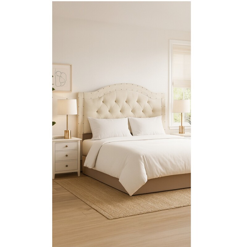 Respaldo Curvo De Sommier Ltc De Madera Forrado En Suede Marfil Respaldo Curvo De Sommier Ltc De Madera Forrado En Suede Marfil