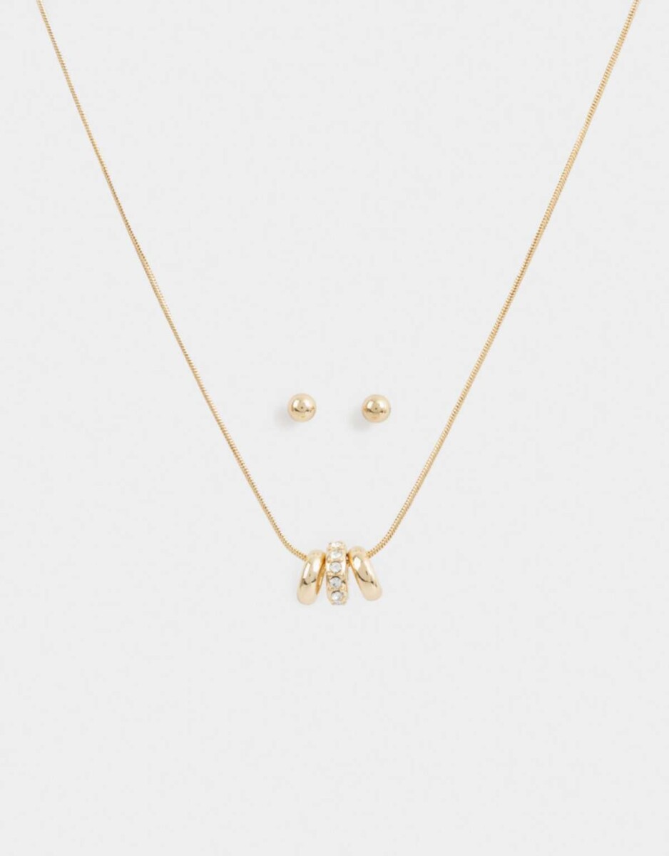 Set De Cadena Y Aros Bañado En Oro - Dorado 