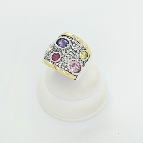 Anillo de plata 925 con borde de double de oro 18k y circonias. Anillo de plata 925 con borde de double de oro 18k y circonias.