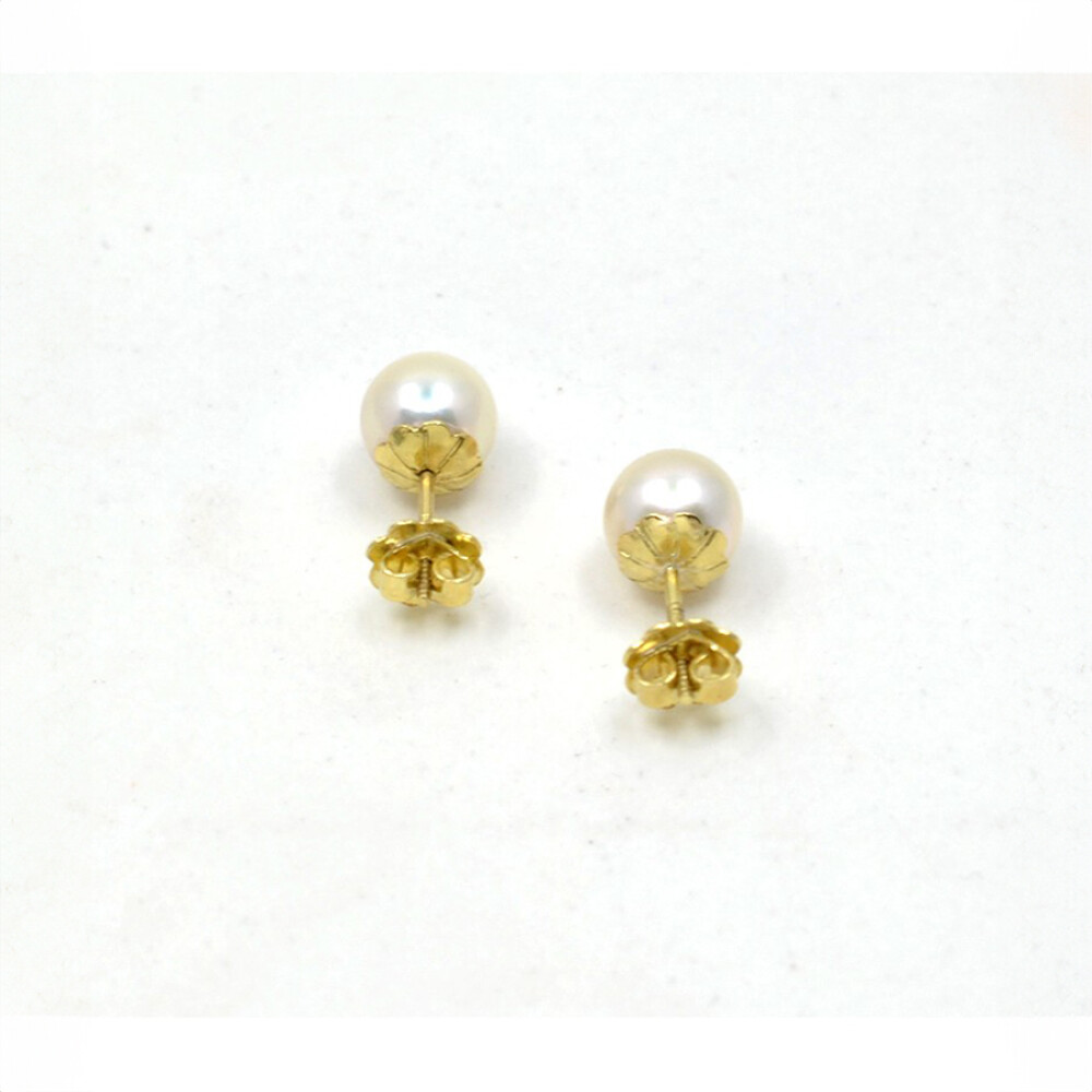 8,5 mm Caravanas en Oro 18 K Con Perlas 8,5 mm Caravanas en Oro 18 K Con Perlas