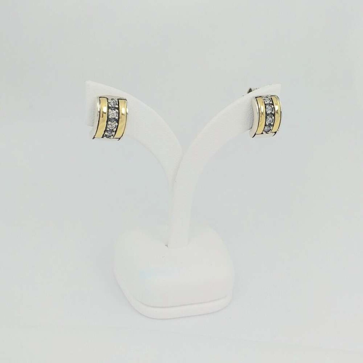 Caravanas de plata 925 con doublé en oro 18ktes - Circonias 