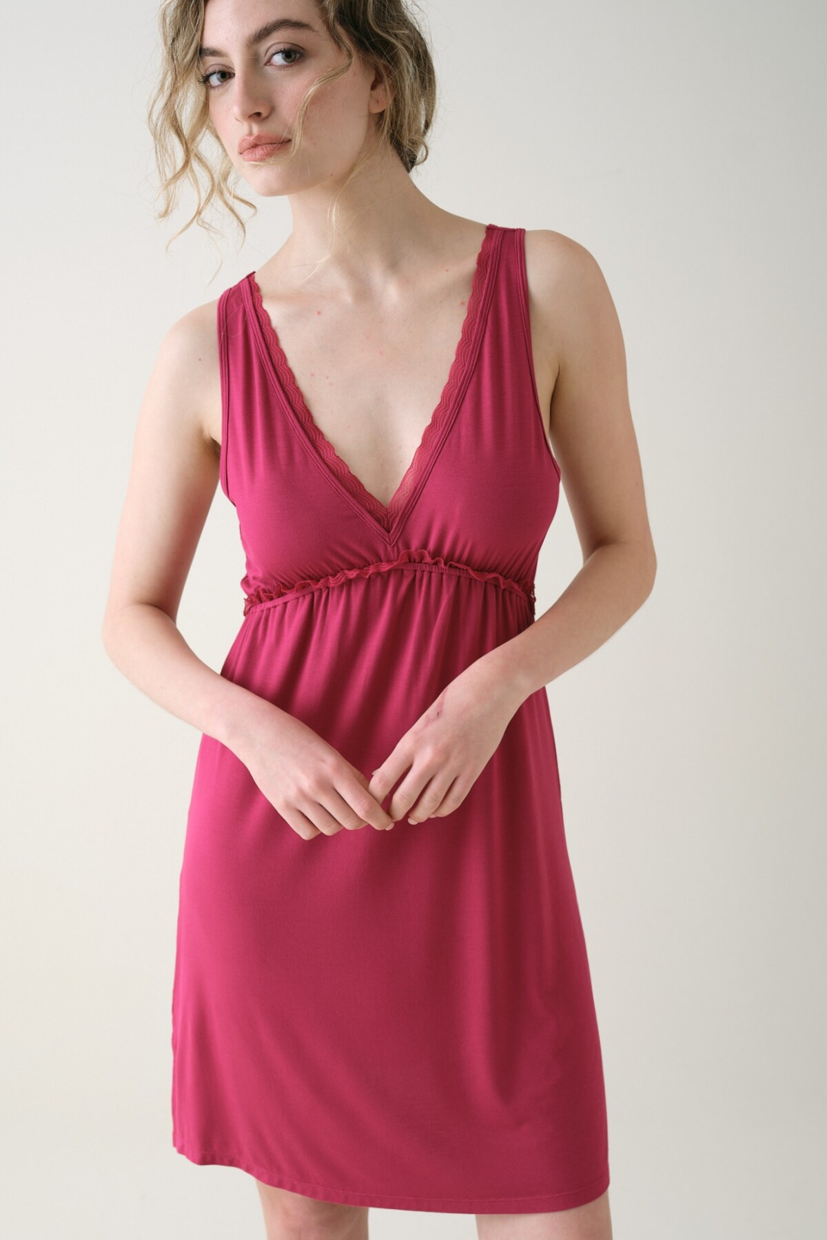 Camisón Midi Viscosa Burdeos