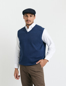 470885 CHALECO HARRINGTON LABEL Azul Piedra