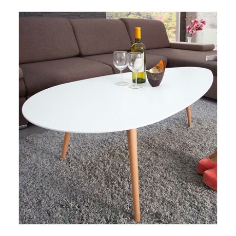 Mesa céntrica Selecta en madera de bamboo 99x70x46cm Blanco