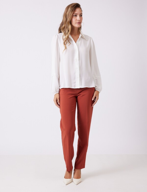 Camisa Gasa & Detalles Encaje CRUDO