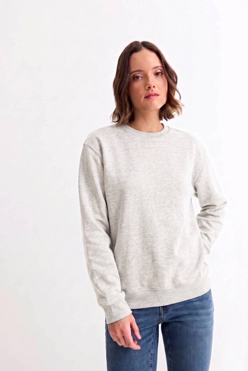 Buzo deportivo clásico escote redondo - UNISEX - Gris melange claro 