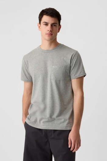Remera Con Bolsillo Logo Gap Hombre B10 Grey Heather