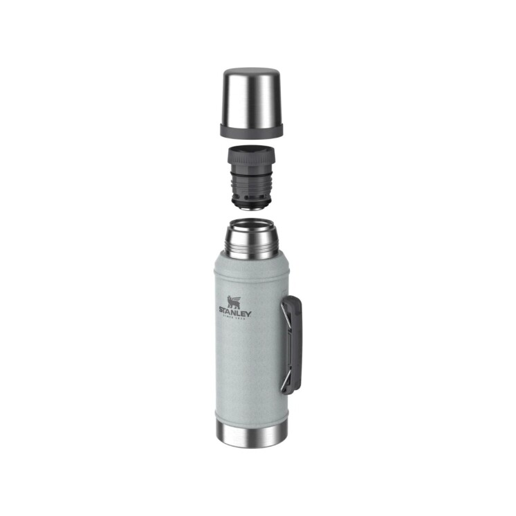 Termo Stanley Classic 950 ml con Manija y Tapón Cebador Plateado