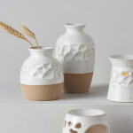 FLORERO JARRON 8.5x8.5x14.5CM CERAMICA BLANCO/NATURAL FLORERO JARRON 8.5x8.5x14.5CM CERAMICA BLANCO/NATURAL