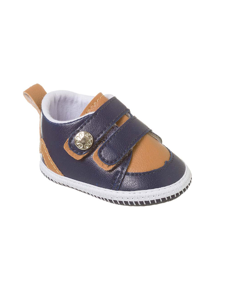 Tenis Con Dos Velcros Bebe - Azul / Marron Bebe 