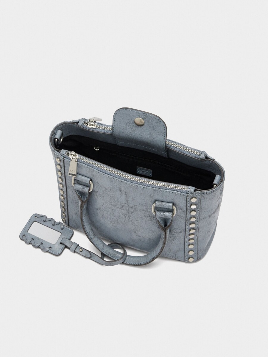 Bolso Tote Con Tachuelas azul