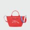 Longchamp -Cartera de cuero con asas y correa desmontable, Le pliage Jockey Rojo