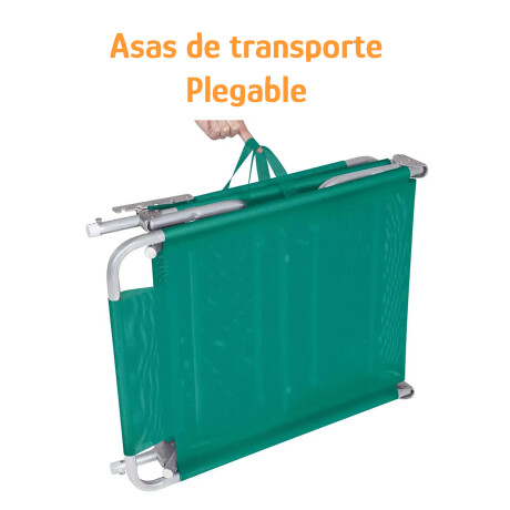 Reposera Aluminio 4 Posiciones Aluminio c/Asas Plegable Mor Verde