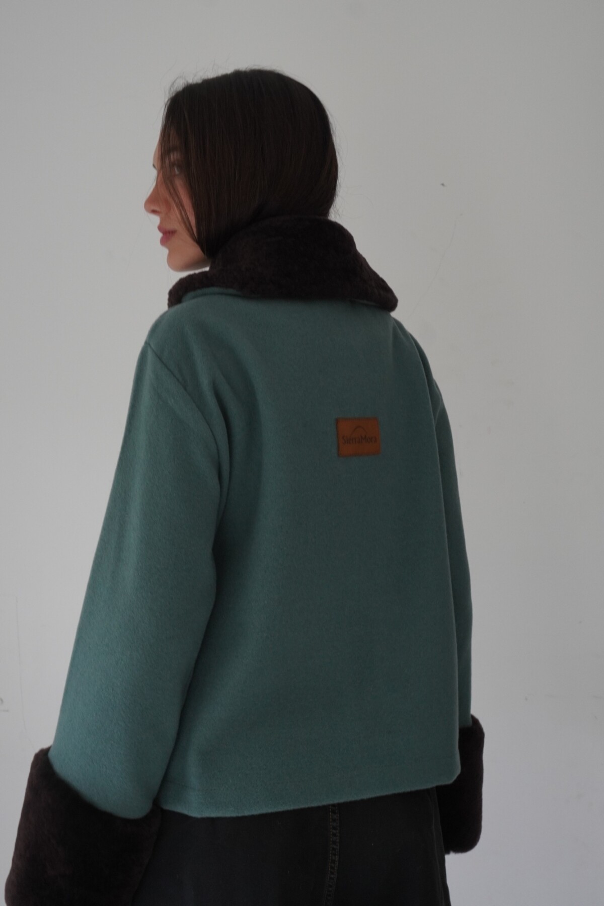 Campera New Jersey Base Petróleo / Corderito Chocolate