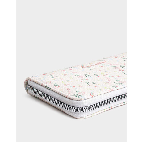 Billetera Fichero Negro Estampado Flores