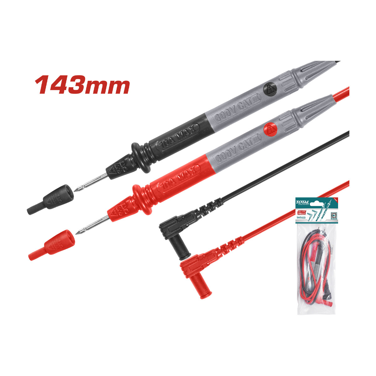 Cable De Prueba Para Multímetro 143mm / Puntas Para Tester Total 