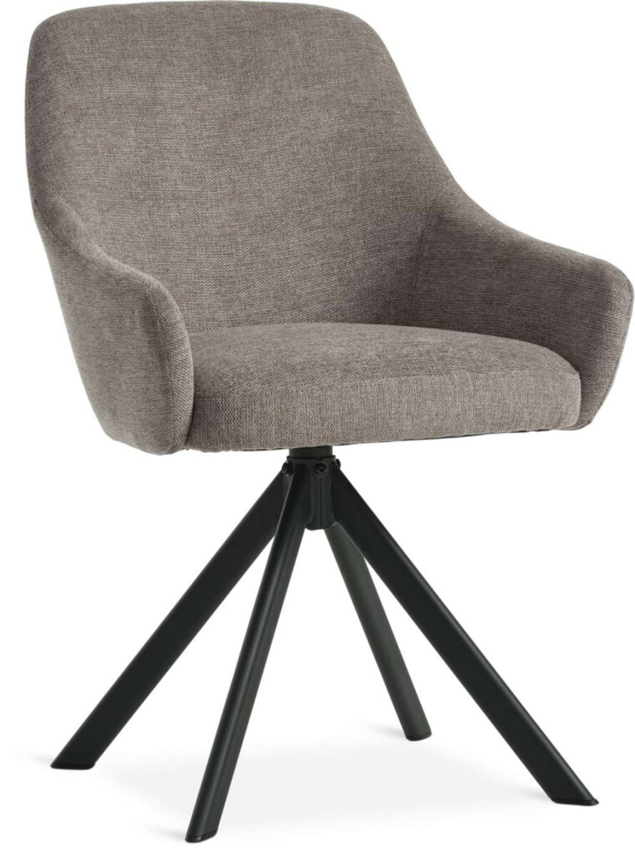 Silla De Comedor Rostrup Giratoria Tela - Arena/Negro 