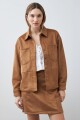 Chaqueta simil gamuza con bolsillos tostado