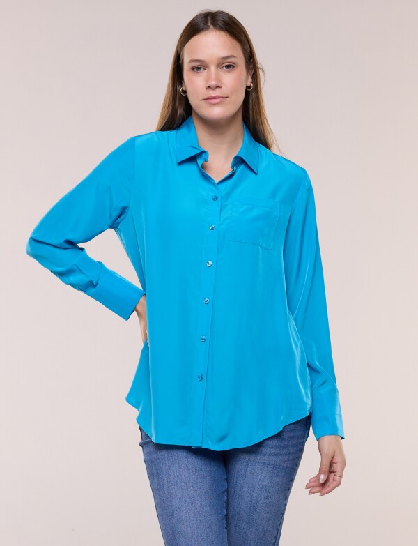 Camisa Saten TURQUESA