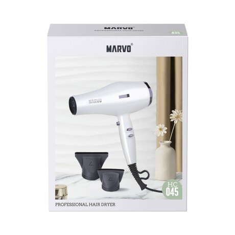 Secador Pelo Profesional Iónico c/2 Vel + 2 Temp 2300W Marvo Blanco