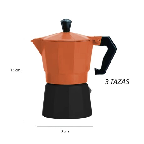Cafetera Italiana de Aluminio 3 Tazas Naranja Oscuro