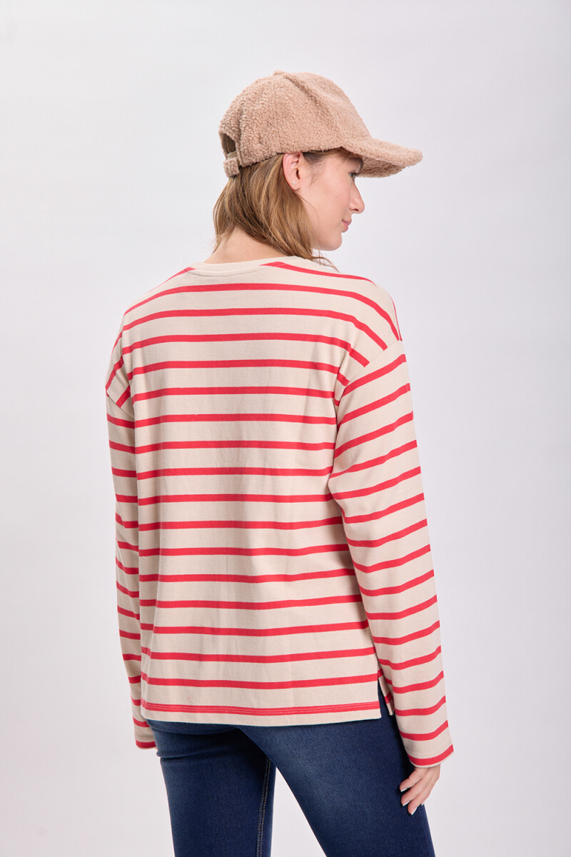 Remera rayas Rojo