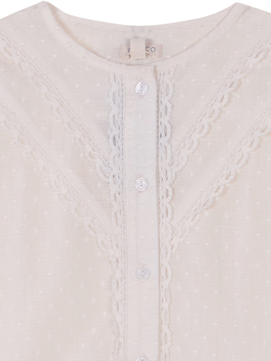 Blusa Con Tiras Bordadas Blanco