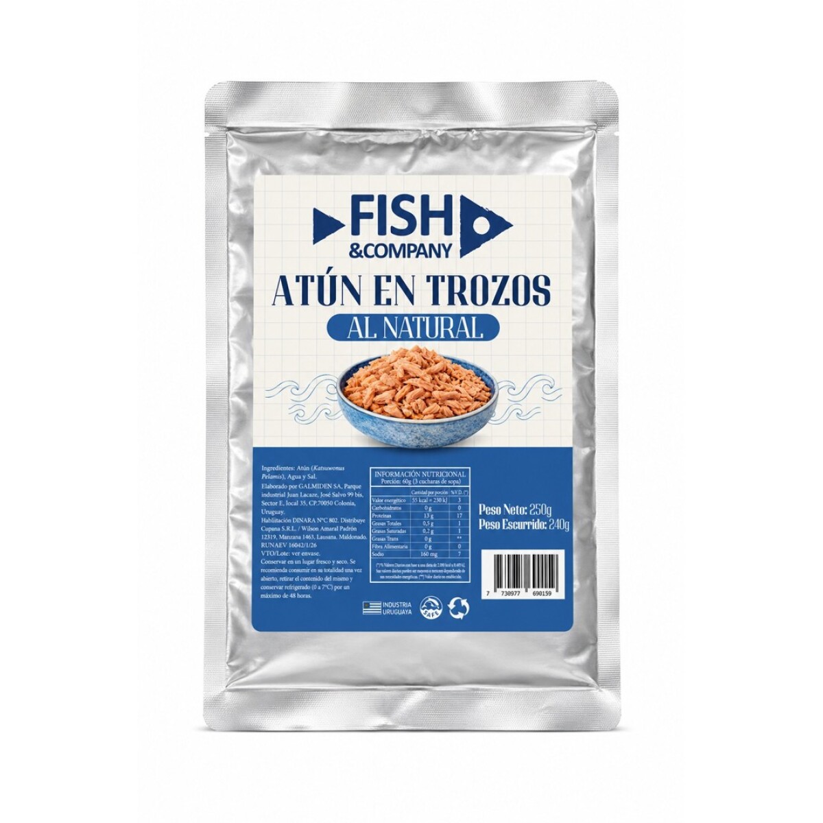 ATUN FISH COMPANY AL NATURAL POUCH X 250 GRS 