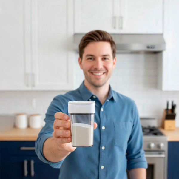 Especiero Salero Pimentero Magnético Frasco Contenedor 410ml Blanco M