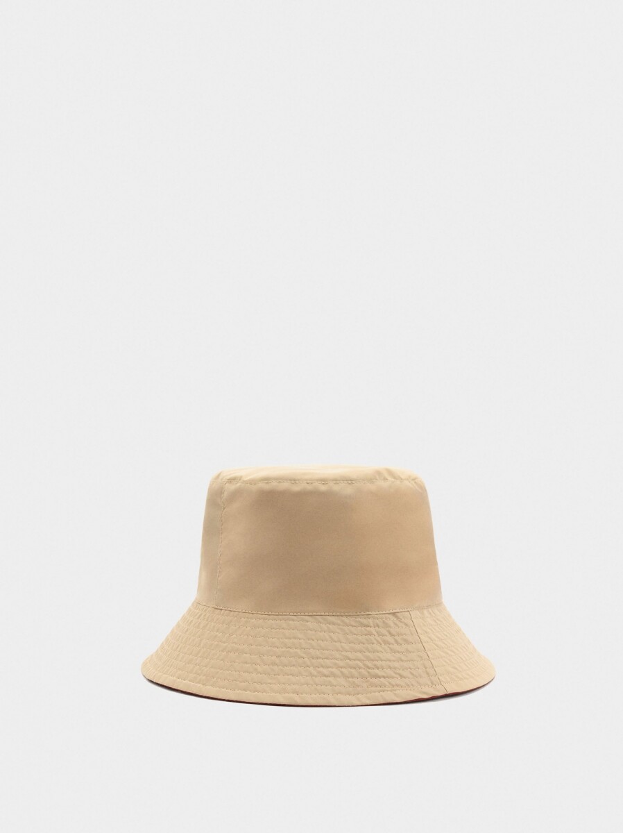 Sombrero Bucket De Nylon Reversible - beige 