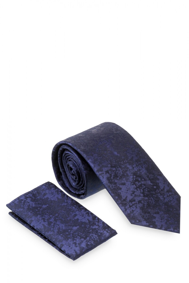 Corbata con pañuelo 8 cm Azul
