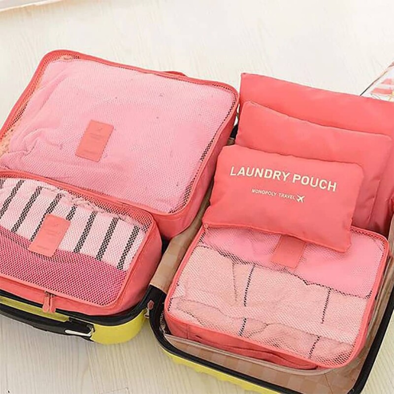 Set 6 bolsas organizadoras equipaje de viaje para valija rojo