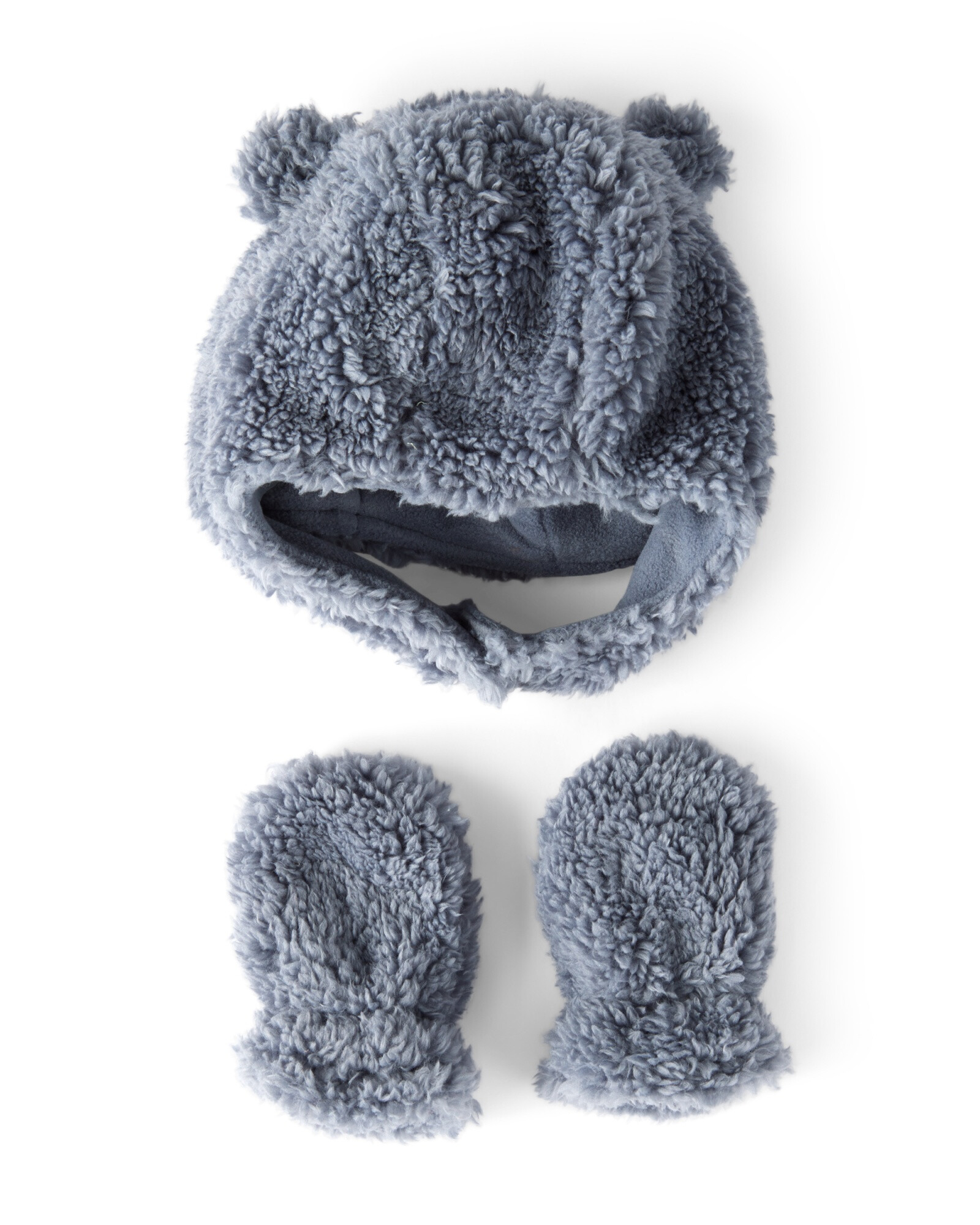 Gorro con orejas y mitones de sherpa Gorro con orejas y mitones de sherpa