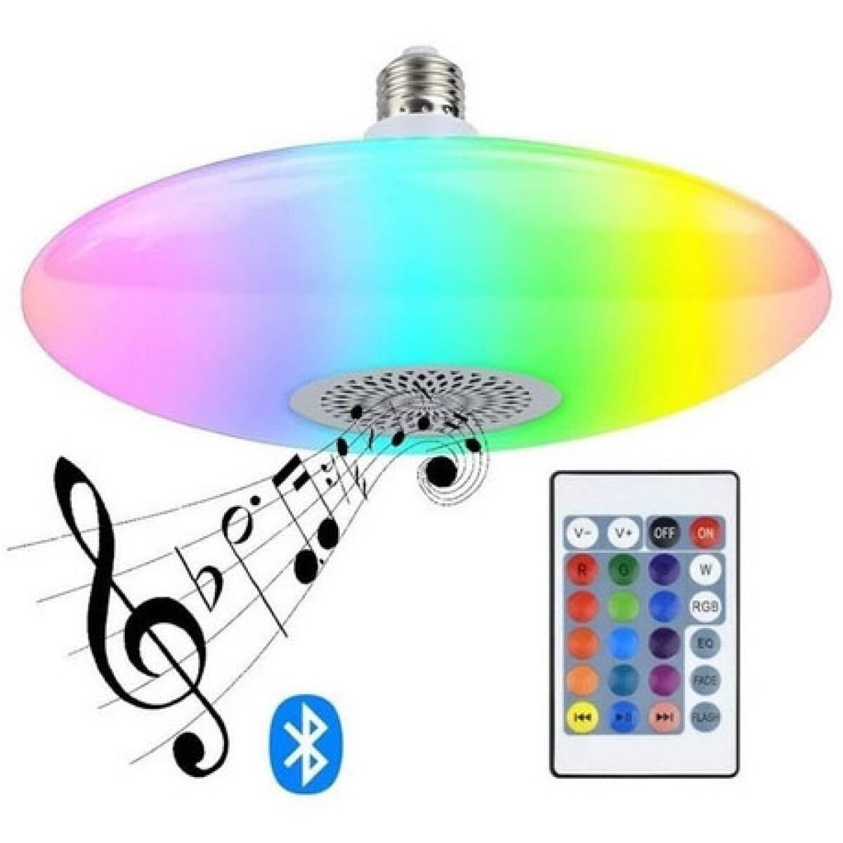 Luz Disco RGB UFO con Parlante Bluetooth y Control 24W - 001 