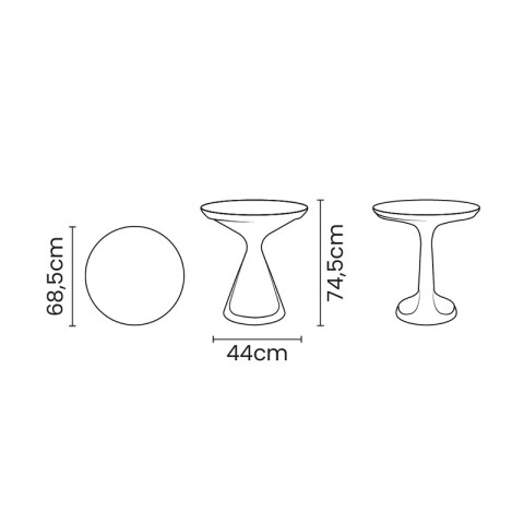 Mesa redonda simil cemento con pie cónico "SALUT" -TRAMONTINA TD0862