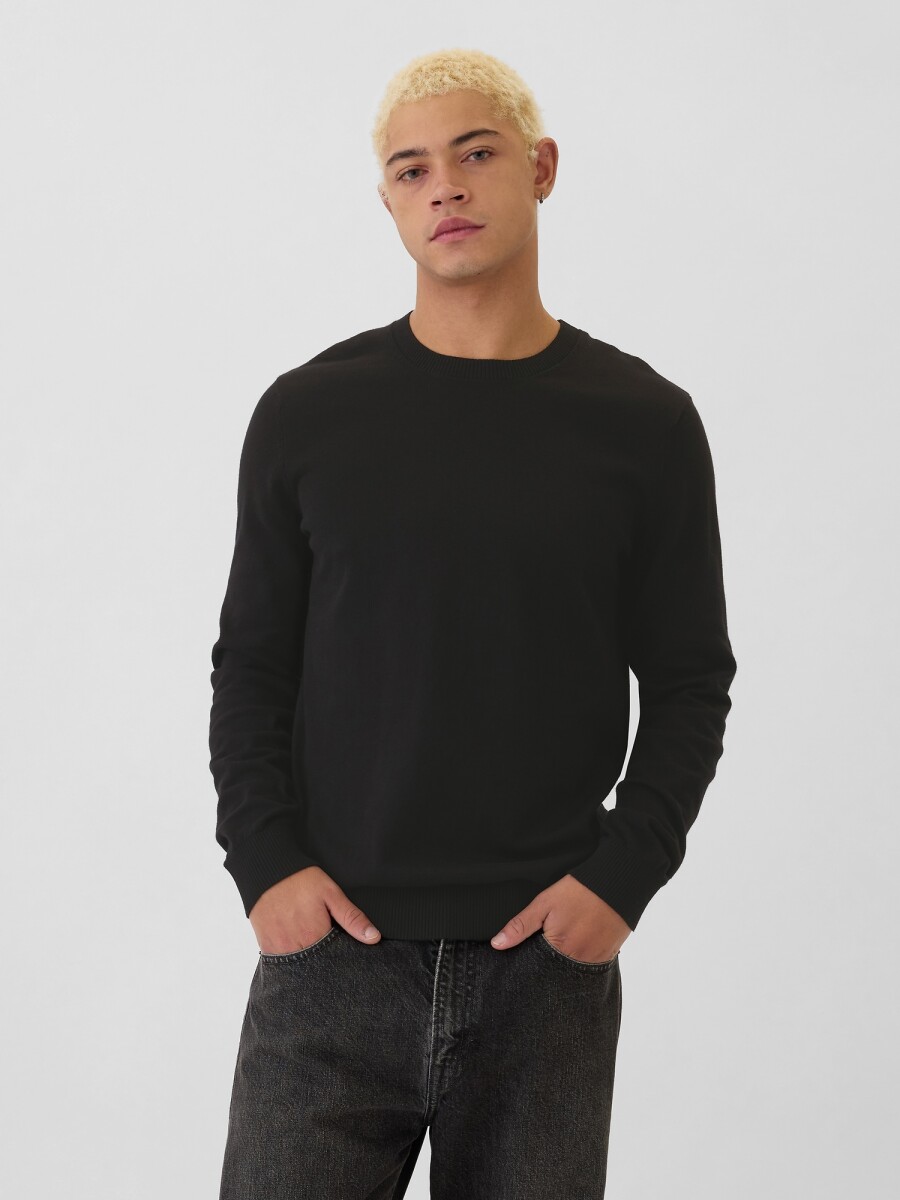 Buzo De Algodón Cuello Redondo Hombre - Black 1 