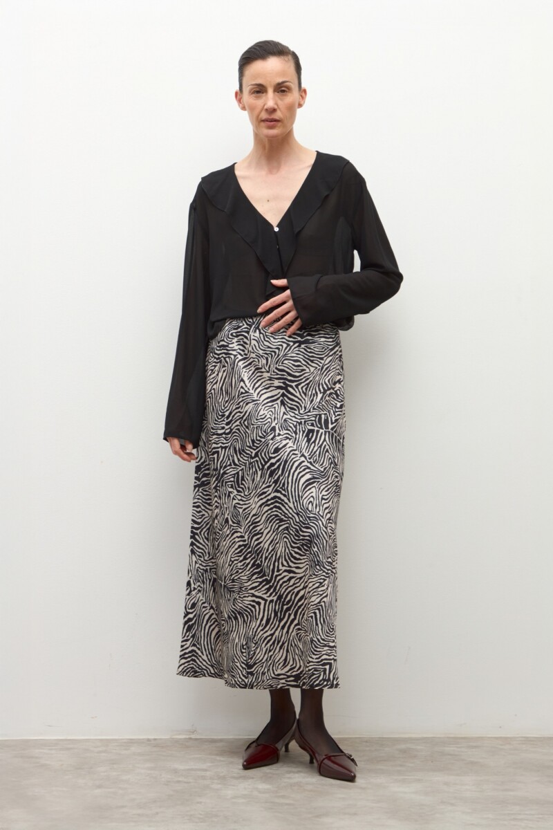 Falda animal print negro