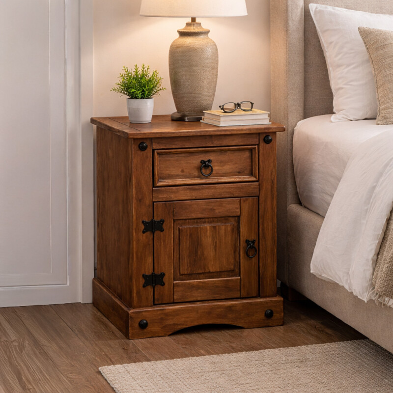 Mesita De Luz De Madera Maciza 1 Cajón 1 Puerta Mesita De Luz De Madera Maciza 1 Cajón 1 Puerta